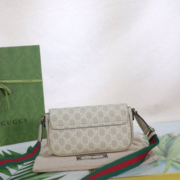 Gucci Ophidia Pochette White GG Canvas Crossbody-Beige - Picture 2 of 8